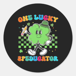 Vintage One Lucky Speducator St. Patrick Tag Schul Runder Aufkleber
