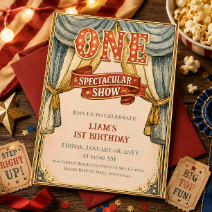 Vintage One Spectacular Show Circus Erster Geburts Einladung