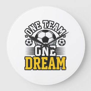 Vintage One Team One Dream Fußball-Shirt-Design_1 Große Wanduhr