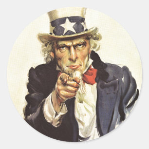 Vintage Onkel Sam Ich will Dich Propaganda USA Ers Runder Aufkleber
