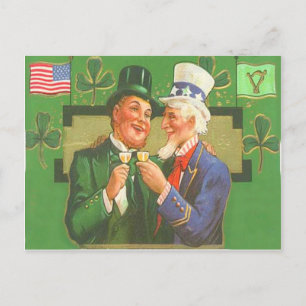 Vintage Onkel Sam Leprechaun St. Patrick's Day Kar Postkarte