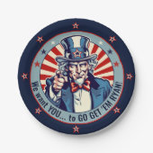 Vintage Onkel Sam Militär-Abschiedsparty 7" Pappteller (Vorderseite)