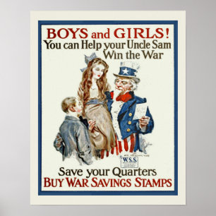 Vintage-Onkel-Sam-WW1-Krieg-Stempel-Aktion Poster