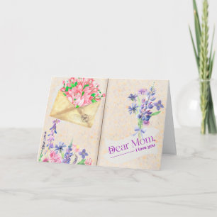 Vintage Open Book Style Kunst mit floraler Mama Karte