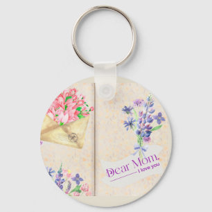 Vintage Open Book Style Kunst mit floraler Mama Schlüsselanhänger