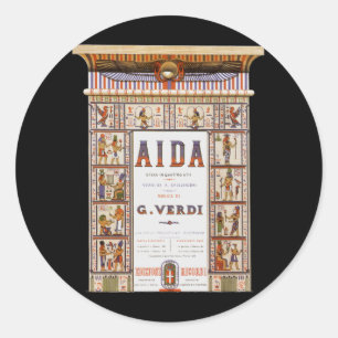 Vintage Opernmusik, ägyptische Aida von Verdi Runder Aufkleber