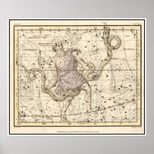 Vintage Ophiuchus-Konstellation Zodiac Print Poster (Vorne)