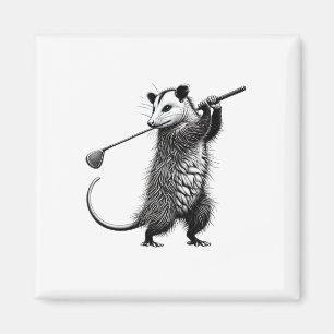 Vintage-Opossum spielt Golf Opossum-Liebhaber Golf Magnet
