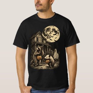 Vintage-Opossum-Waschbär-Alberne Gans Halloween T-Shirt