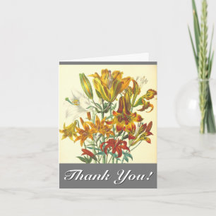 Vintage-Optik Farbige Blumen "Danke!" Karte