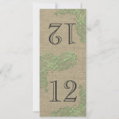 Vintage Optik-Spitzen-Design Grüne Tischnummer (Rückseite)