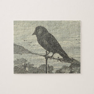 Vintage-Optik, Vogel auf einer Wetterfahne Puzzle
