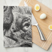 Vintage Orang-Utan Illustration - Affe 1800's Handtuch (Viertel Falte)