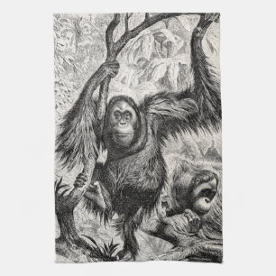 Vintage Orang-Utan-Illustration - Affe aus dem 19. Handtuch