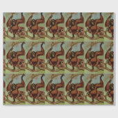 Vintage Orang-Utans auf einem Baum Geschenkpapier (Flach)