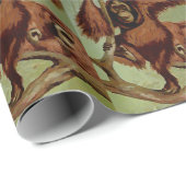 Vintage Orang-Utans auf einem Baum Geschenkpapier (Rolleneckpunkt)