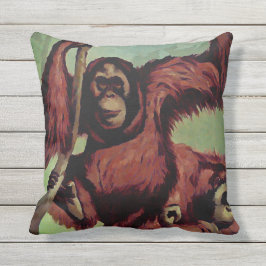 Vintage Orang-Utans auf einem Baum Kissen