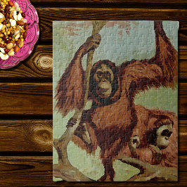 Vintage Orang-Utans auf einem Baum Puzzle