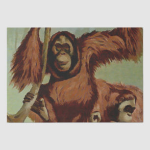 Vintage Orang-Utans auf einem Baum Seidenpapier