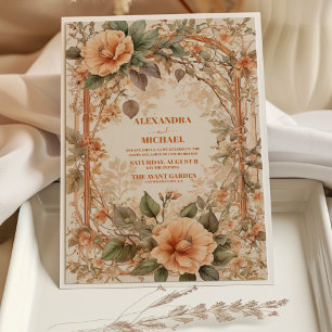Vintage Orange Art Nouveau Hochzeit Einladung