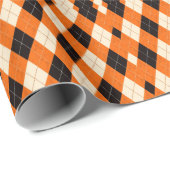Vintage Orange Black Argyle Pattern Geschenkpapier (Rolleneckpunkt)
