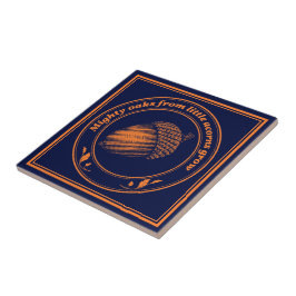 Vintage Orange Black Proverb Oak Acorn Blätter Fliese