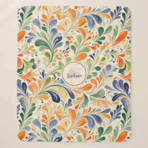 Vintage Orange Blau Grüne Florale Paisley Sherpadecke