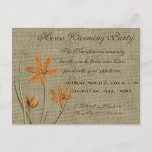 Vintage Orange-Blume zur Einladung von Burlap