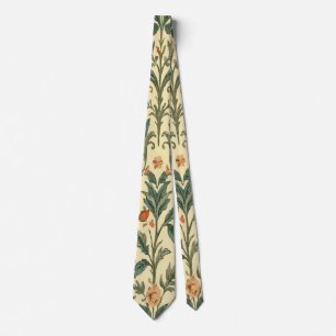 Vintage Orange Blumen auf Gelb, Fröhlich Krawatte