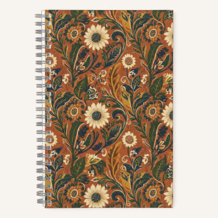 Vintage Orange Blumenmuster Tagebuch – Retro-Blume Notizblock
