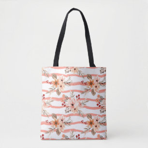 Vintage Orange Blumenstreifen Muster Tasche