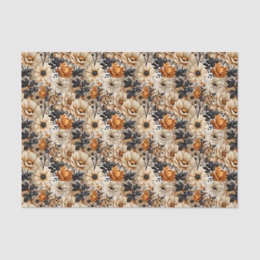 Vintage Orange Fall Blume Seidenpapier (Vorderseite)