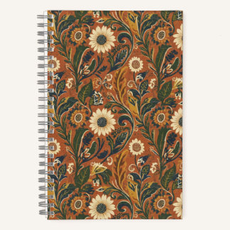 Vintage Orange Floral Lined Journal – Retro Flower Notizblock