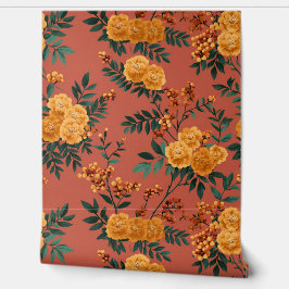 Vintage Orange Floral Tapete