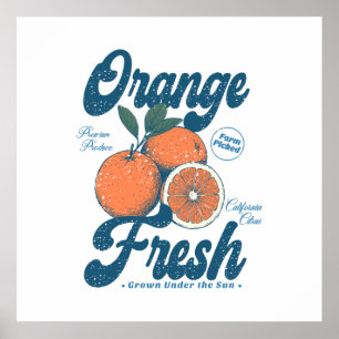 Vintage Orange Frische Kalifornische Zitrusküche Poster