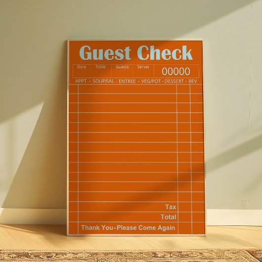 Vintage Orange Gastgeber-Check-Poster Poster