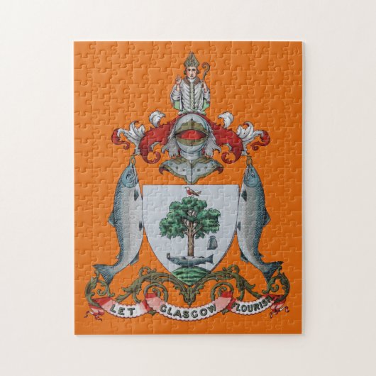 Vintage Orange Glasgow-Wappen Puzzle (Vertikal)