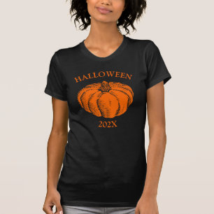 Vintage Orange Halloween-Kürbis-T-Shirt mit Tinten T-Shirt