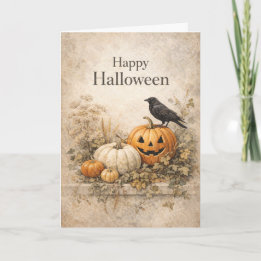 Vintage Orange Kürbisse Halloween Karte