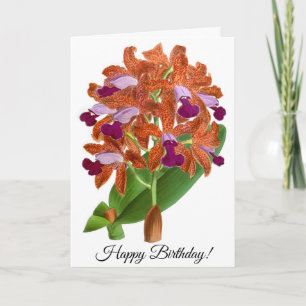 Vintage Orange Lila Orchideenblüte Karte