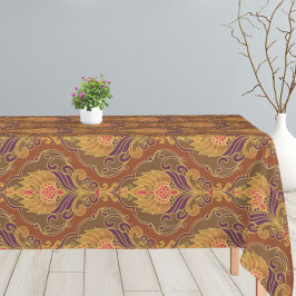 Vintage Orange, Lila und Gold Blumenmuster Tischdecke