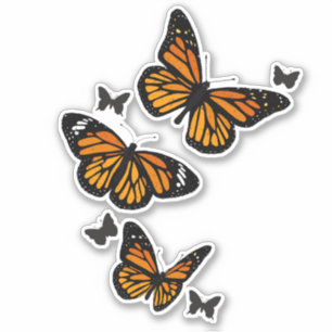 Vintage Orange Monarch Schmetterlinge im Flug Aufkleber