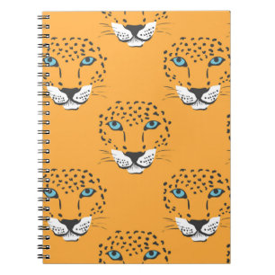 vintage orange nahtloses Muster mit Leopardenköpfe Notizblock