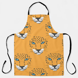 vintage orange nahtloses Muster mit Leopardenköpfe Schürze