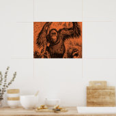 Vintage Orange Orangutan Illustration - Affe Poster (Küche)