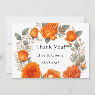 Vintage Orange Peonies Wedding Dankeschön Karten