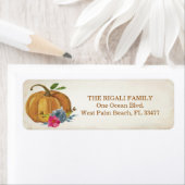 Vintage Orange Pumpkin Floral Rücksendeadresse (Insitu)