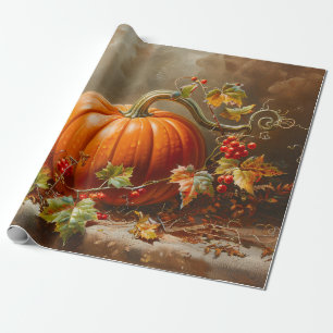 Vintage Orange Pumpkin-Malerei Decoupage Geschenkpapier