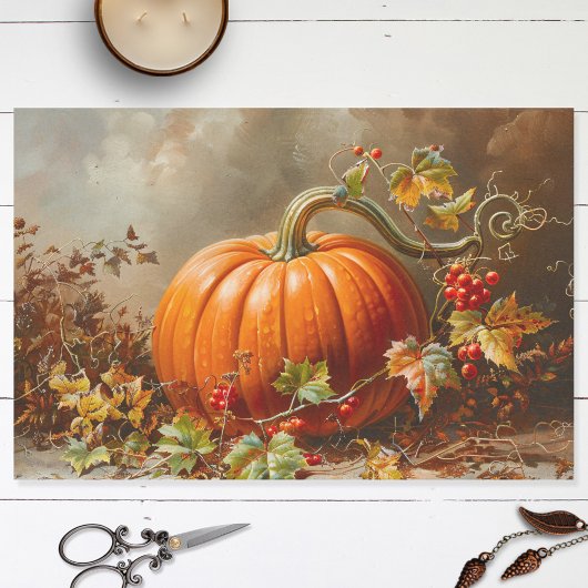 Vintage Orange Pumpkin-Malerei Decoupage Seidenpapier