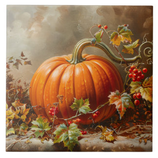 Vintage Orange Pumpkin Malerei Fliese